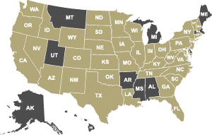 Map of American States available for delivery