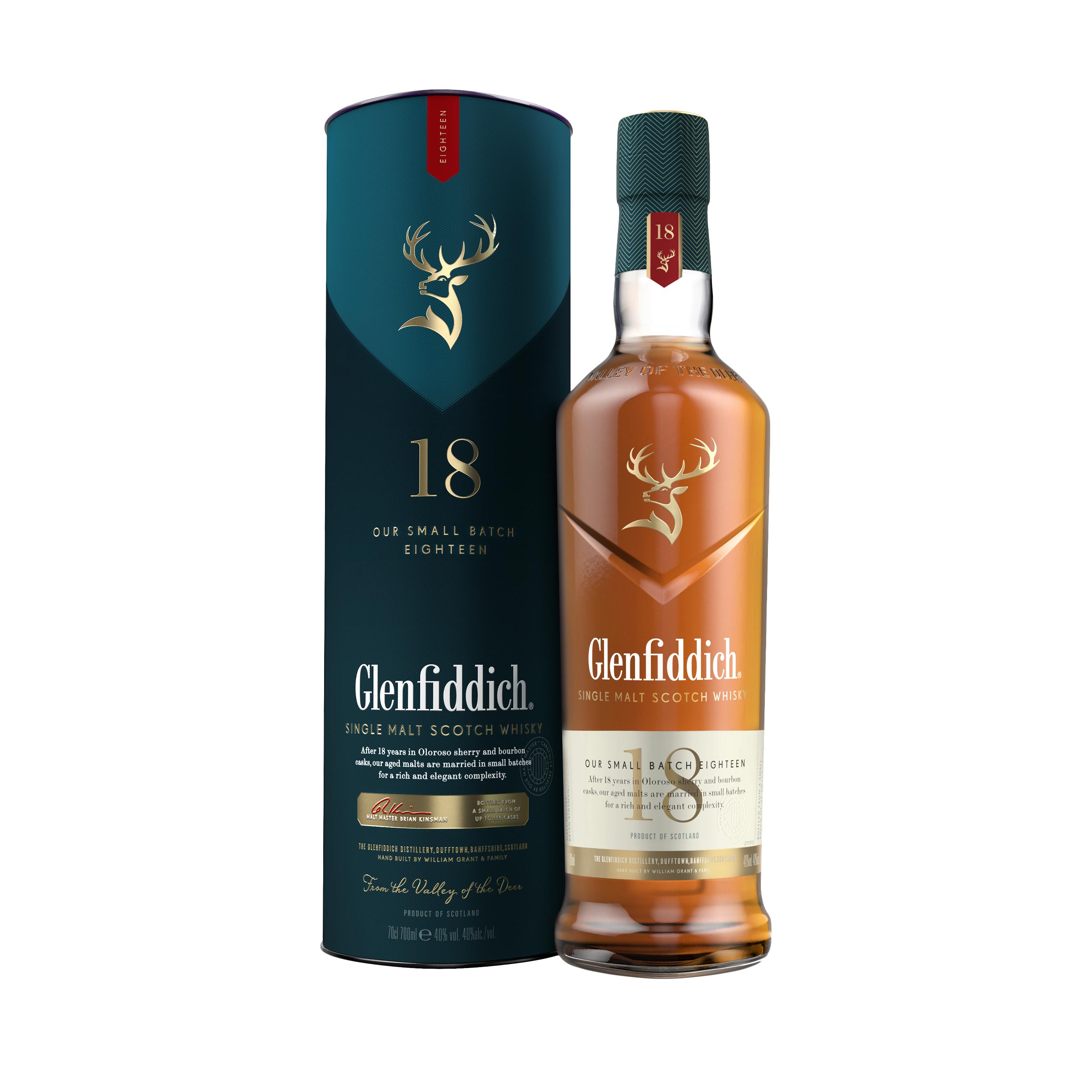 Glenfiddich 18 ans Small Batch Speyside Single Malt Scotch Whisky 70cl