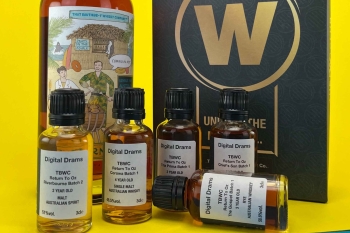 Image of the TBWC tasting pack along with one of the bottles featured