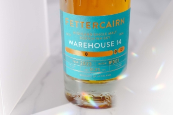 Image of the label on the front of the Fettercairn Warehouse 14 Bottle. 