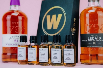 Image of the Digital Drams Tobermory and Ledaig tasting pack with a bottle representing each brand.  