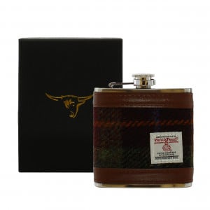 Harris Tweed Hip Flask - Rust Check 6oz