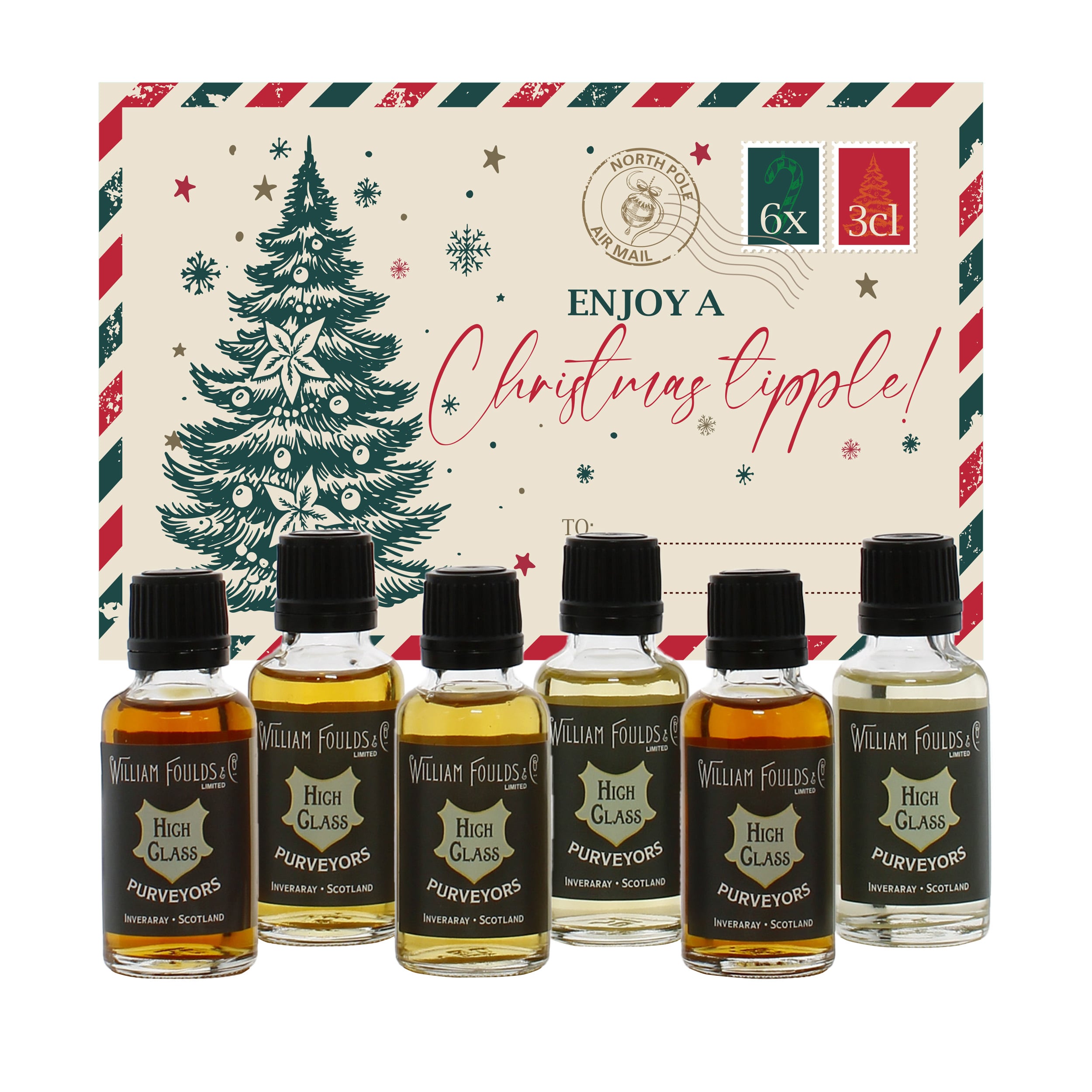 Christmas Tipple Envelope 6x3cl Whisky Gift Pack