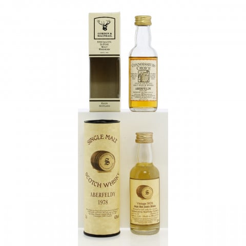 Aberfeldy 1974 Gordon & MacPhail and Aberfeldy 1978 Signatory Vintage Miniatures x2