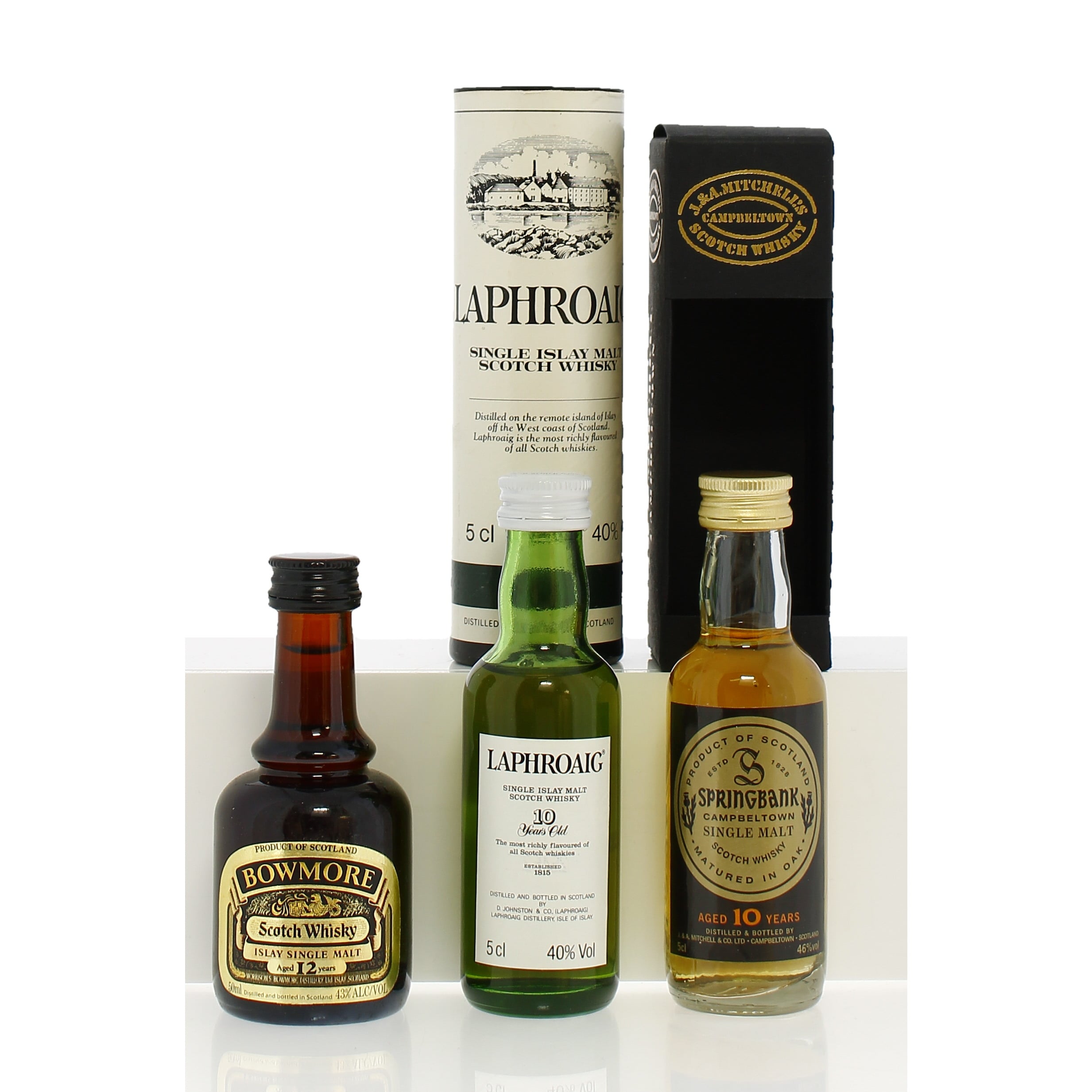 Springbank 10 Year Old, Bowmore 12 Year Old, & Laphroaig 10 Year