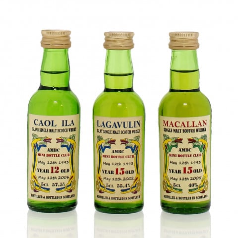Macallan 15 Year Old, Caol Ila 12 Year Old & Lagavuilin 15 Year Old Mini Bottle Club Miniatures