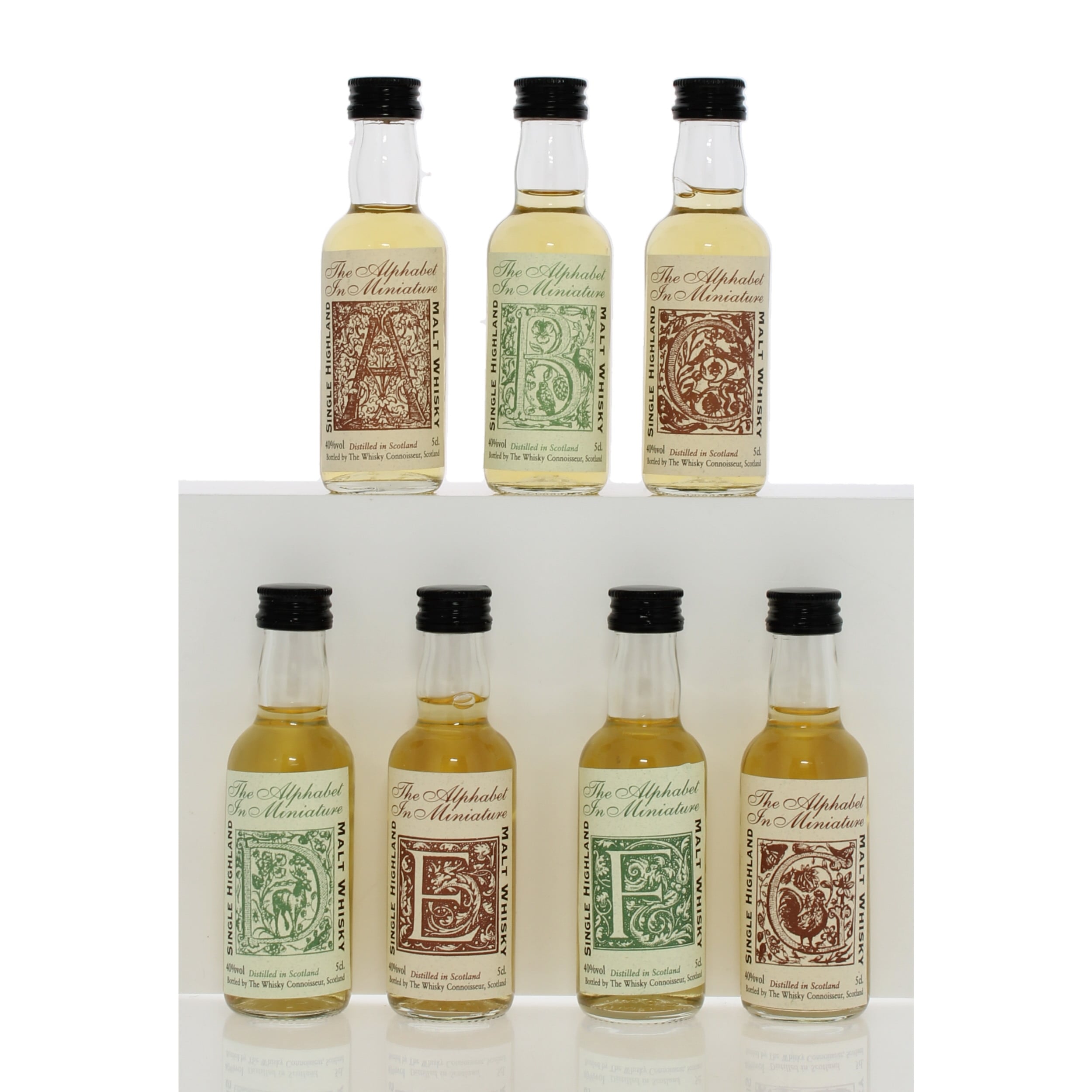 The Alphabet in Miniature Whisky Connoisseur Miniatures x7