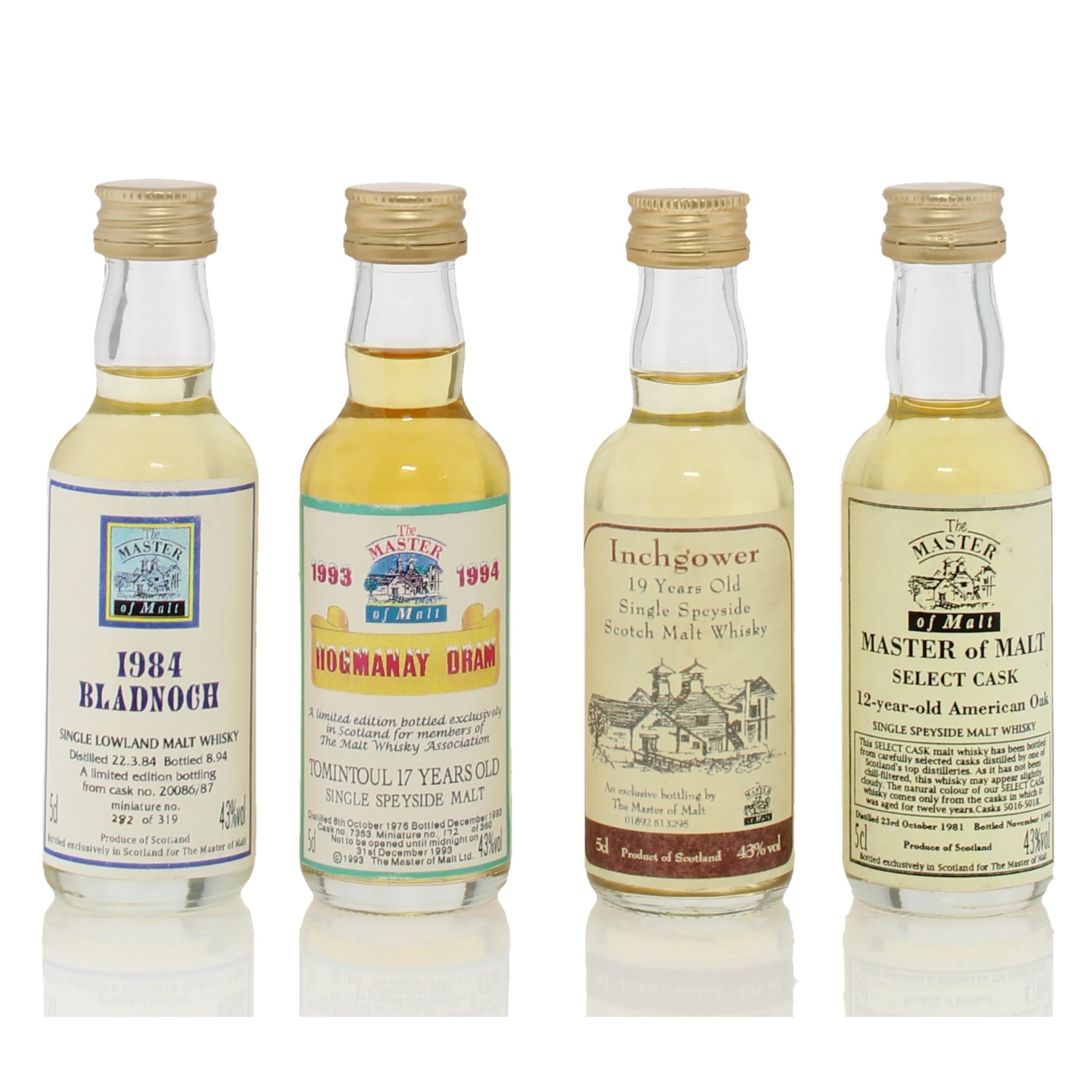 Assorted Master Of Malt Single Malt Miniatures X4