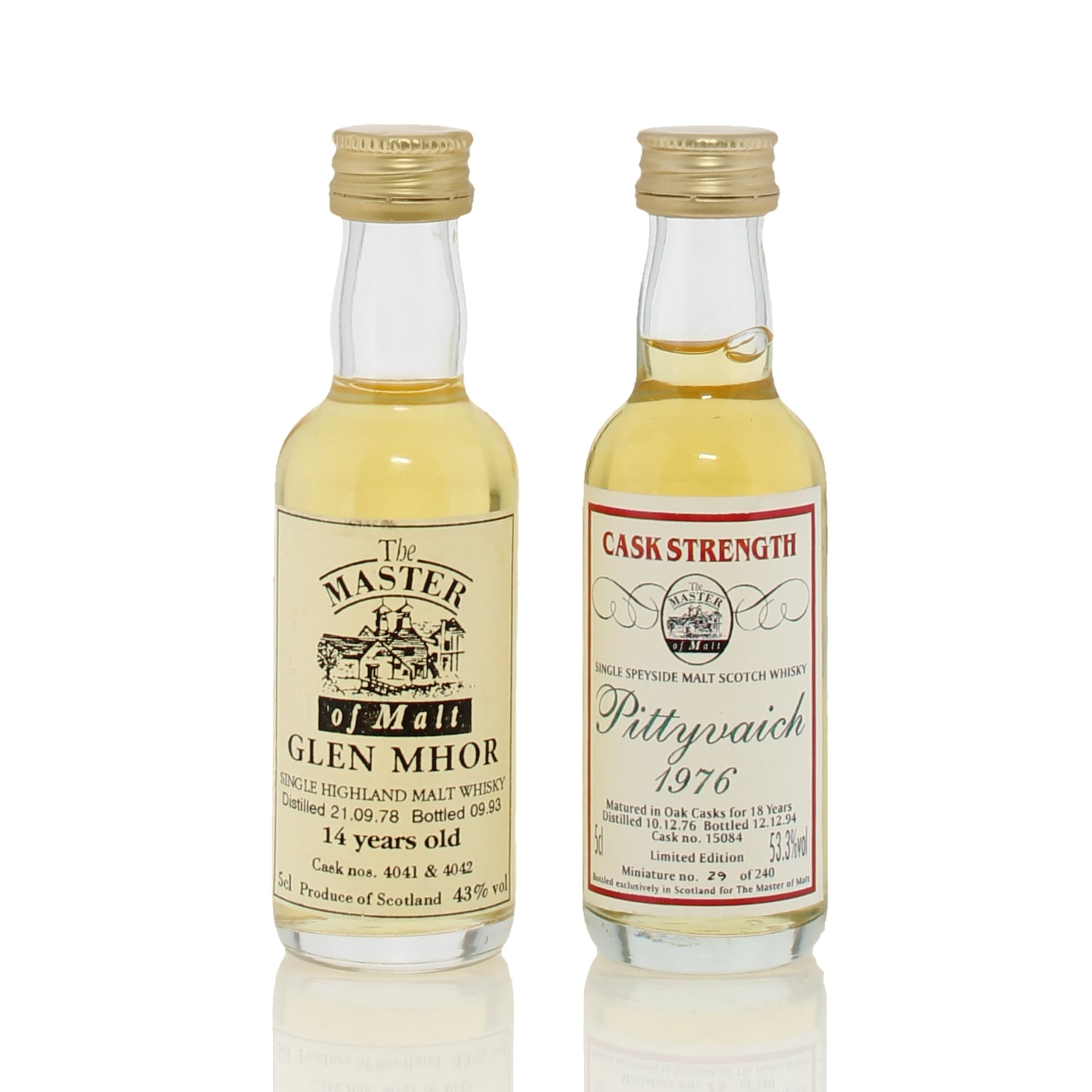 Glen Mhor 1978 14 &amp Pittyvaich 1976 18 Master Of Malt Miniatures