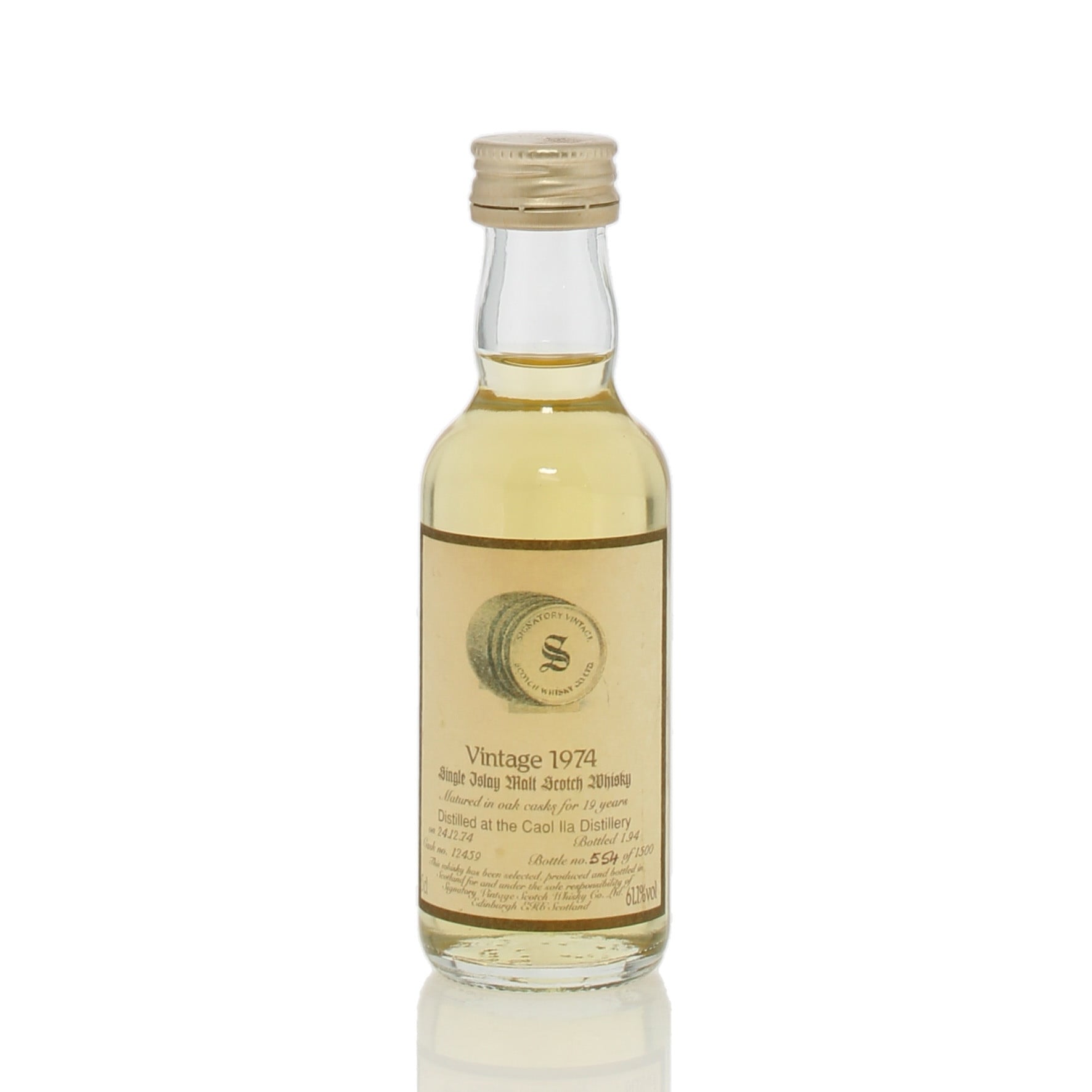 Caol Ila 1974 19 Single Cask #12459 Signatory Vintage Miniature