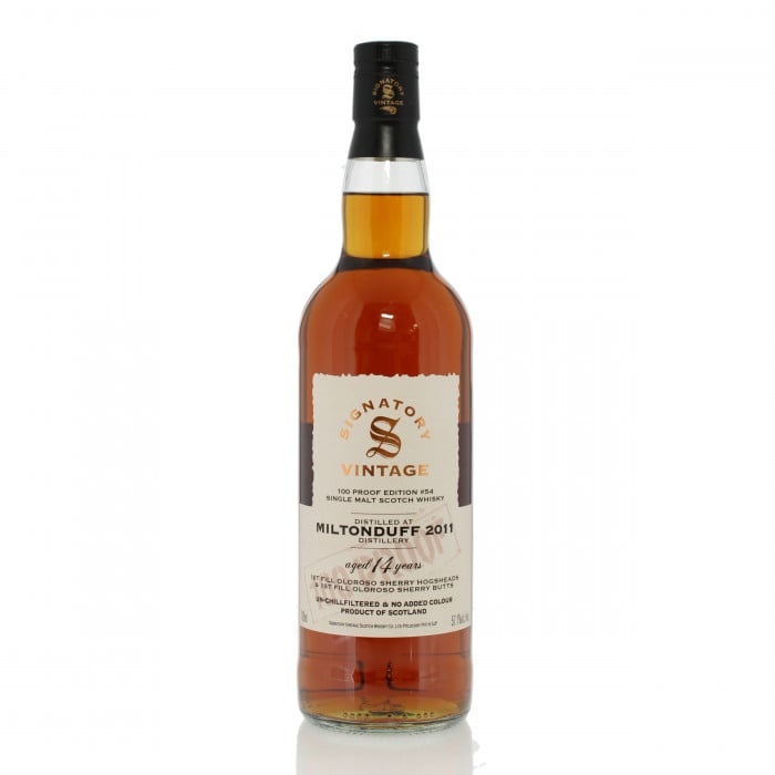 Miltonduff 2011 14 Year Old Signatory Vintage 100 Proof Edition #54
