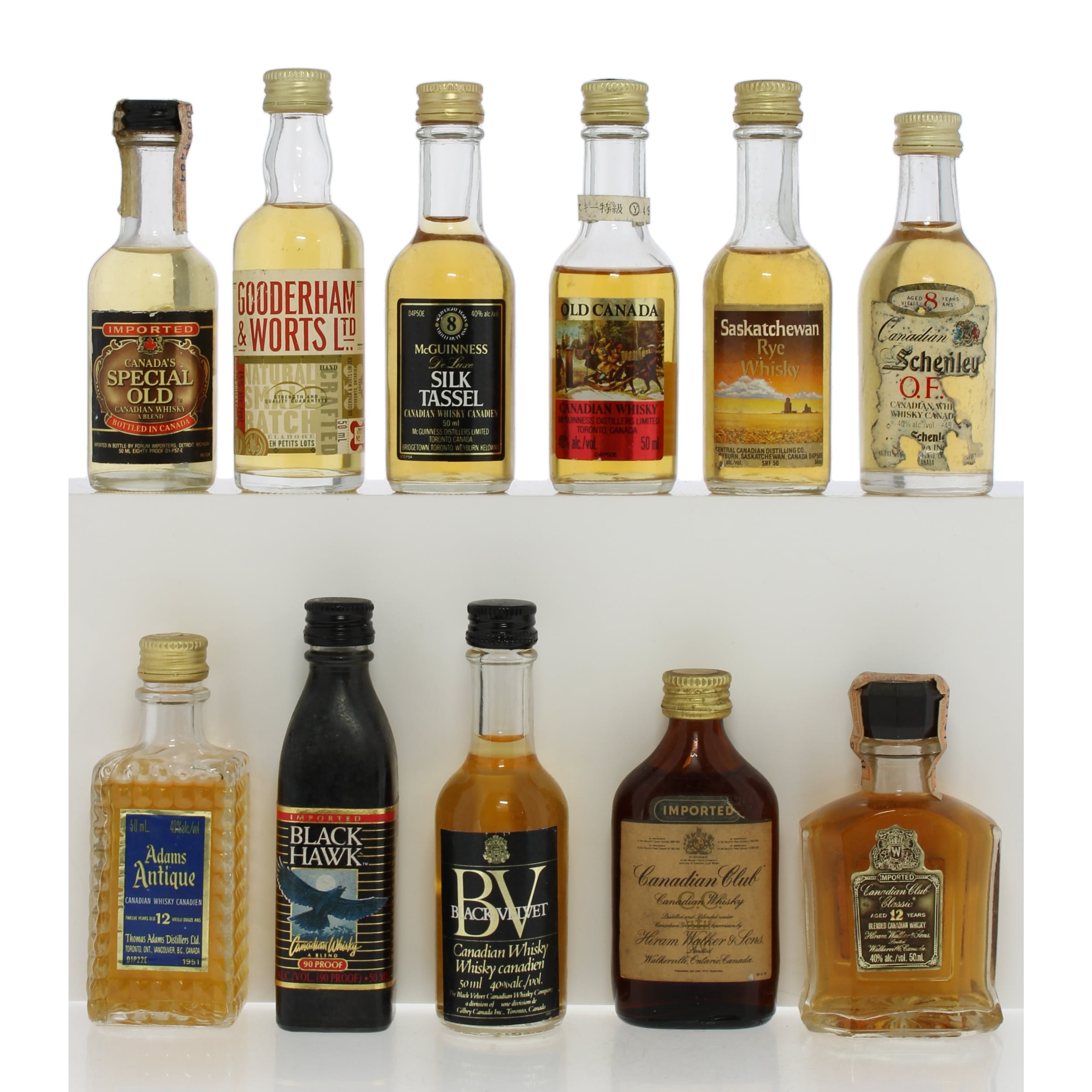 Assorted Canadian Whisky Miniatures X11