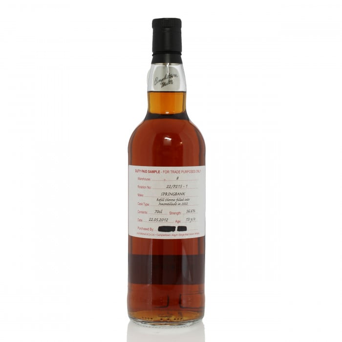 Springbank 2012 13 Year Old Duty Paid Sample
