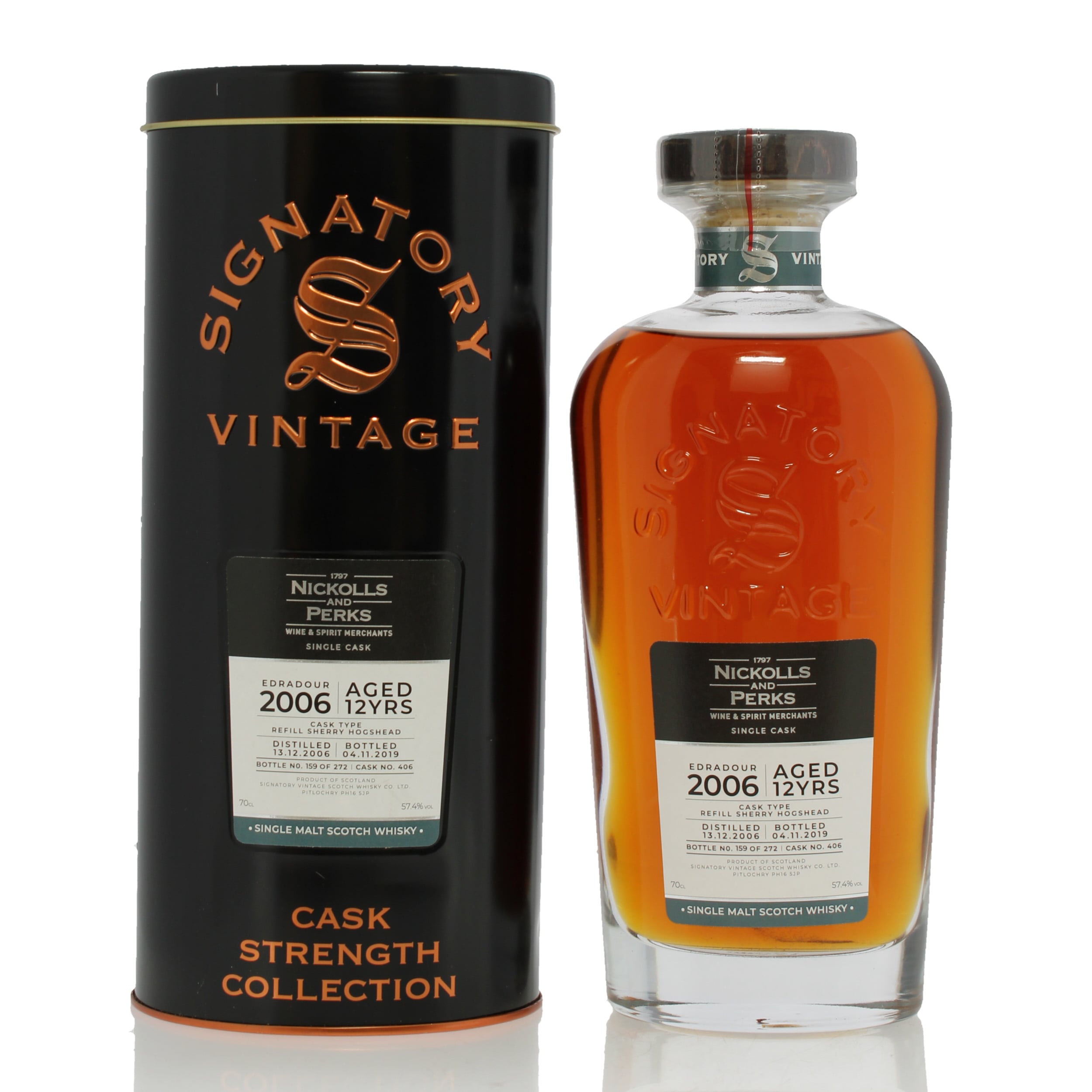 Edradour 2006 12 Year Old Single Cask #406 Signatory Vintage Cask Strength Collection - N&P