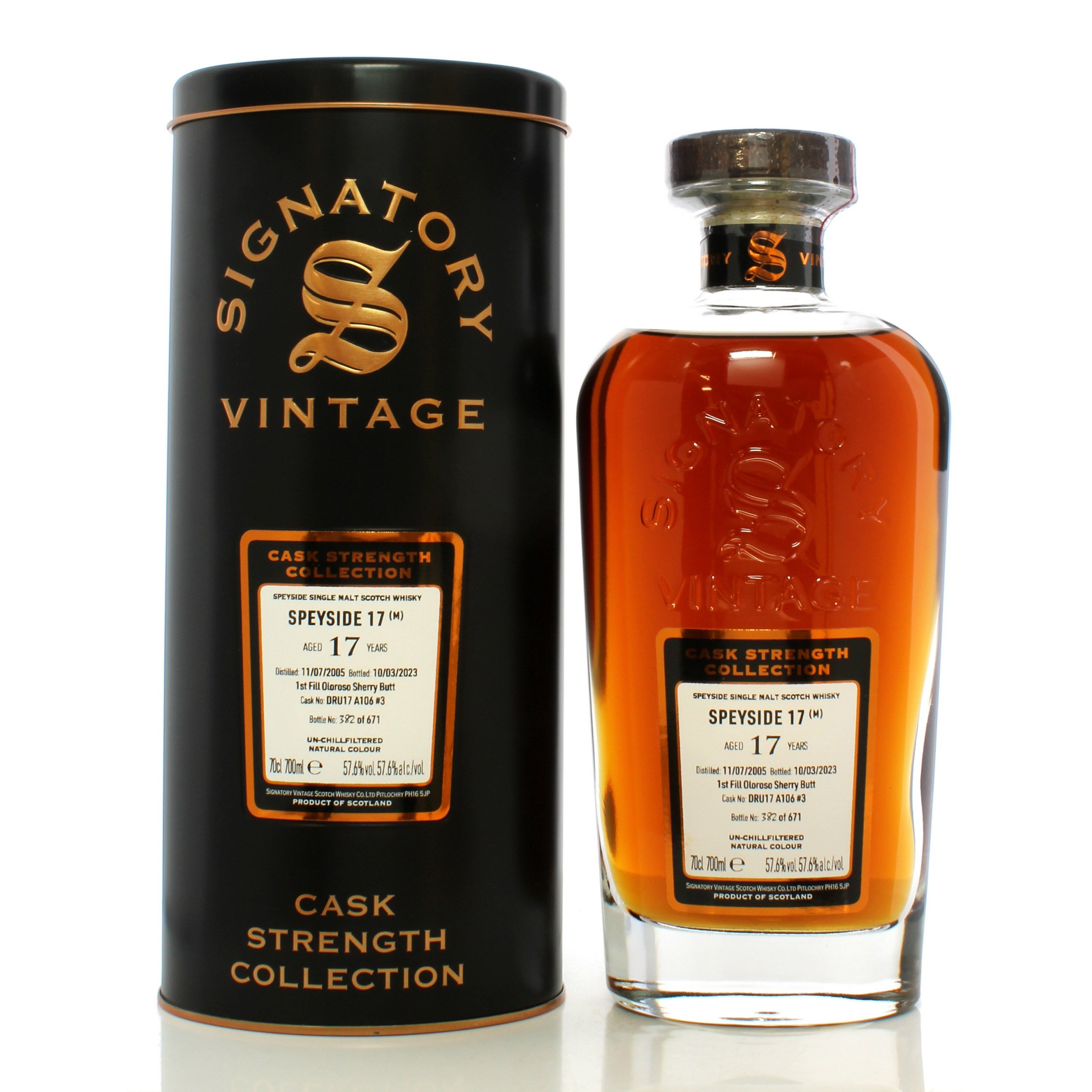 Speyside 2005 17 Year Old Single Cask DRU17 A106 3 Signatory Vintage Cask Strength Collection Speyside 2005 17 Year Old Single Cask DRU17 A106 3 Signatory Vintage Cask Strength Collection