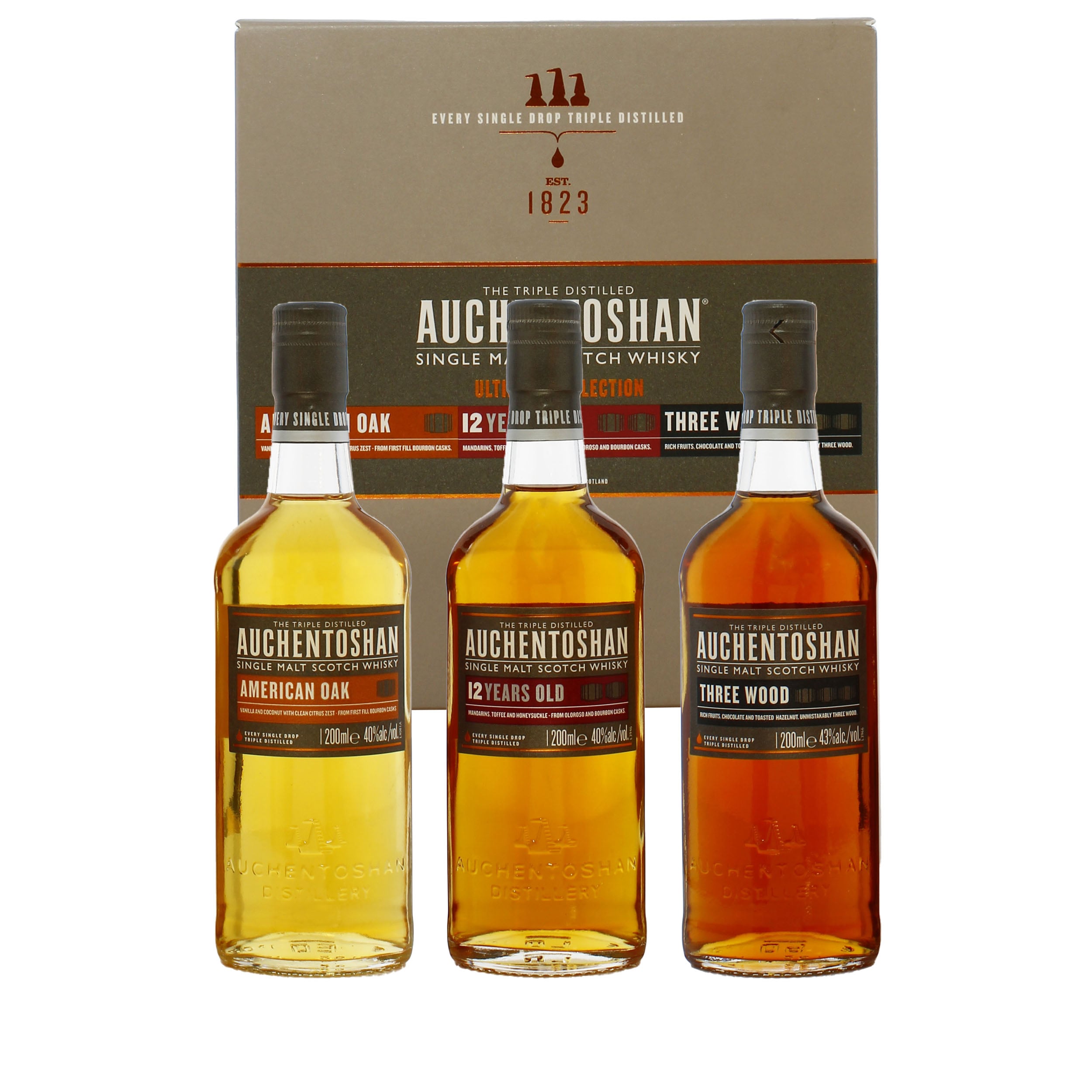 Auchentoshan Gift Pack 3 x 20cl Lowland Single Malt Scotch Whisky 3x20cl