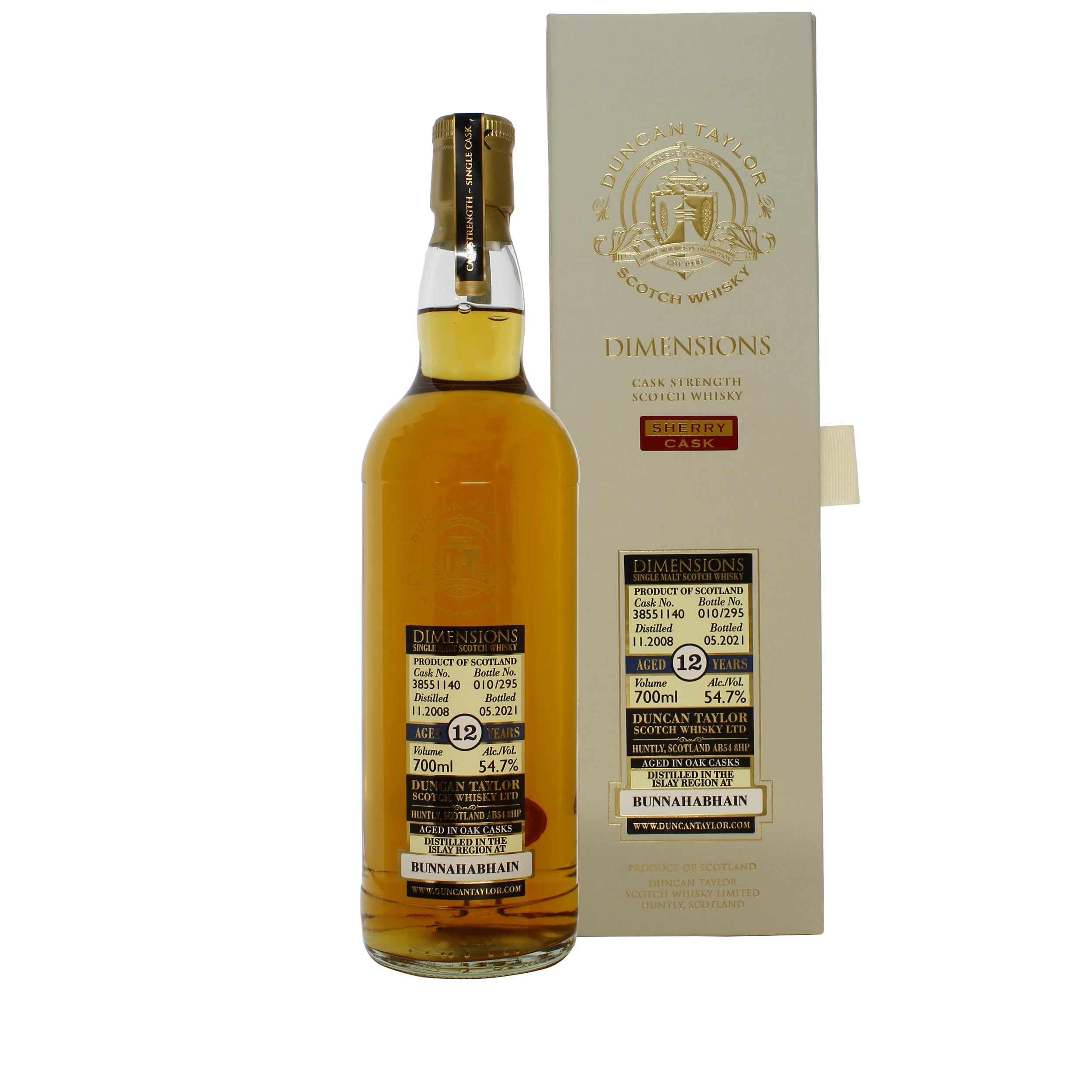 Dimensions Bunnahabhain Sherry Cask 2008 12 Year Old