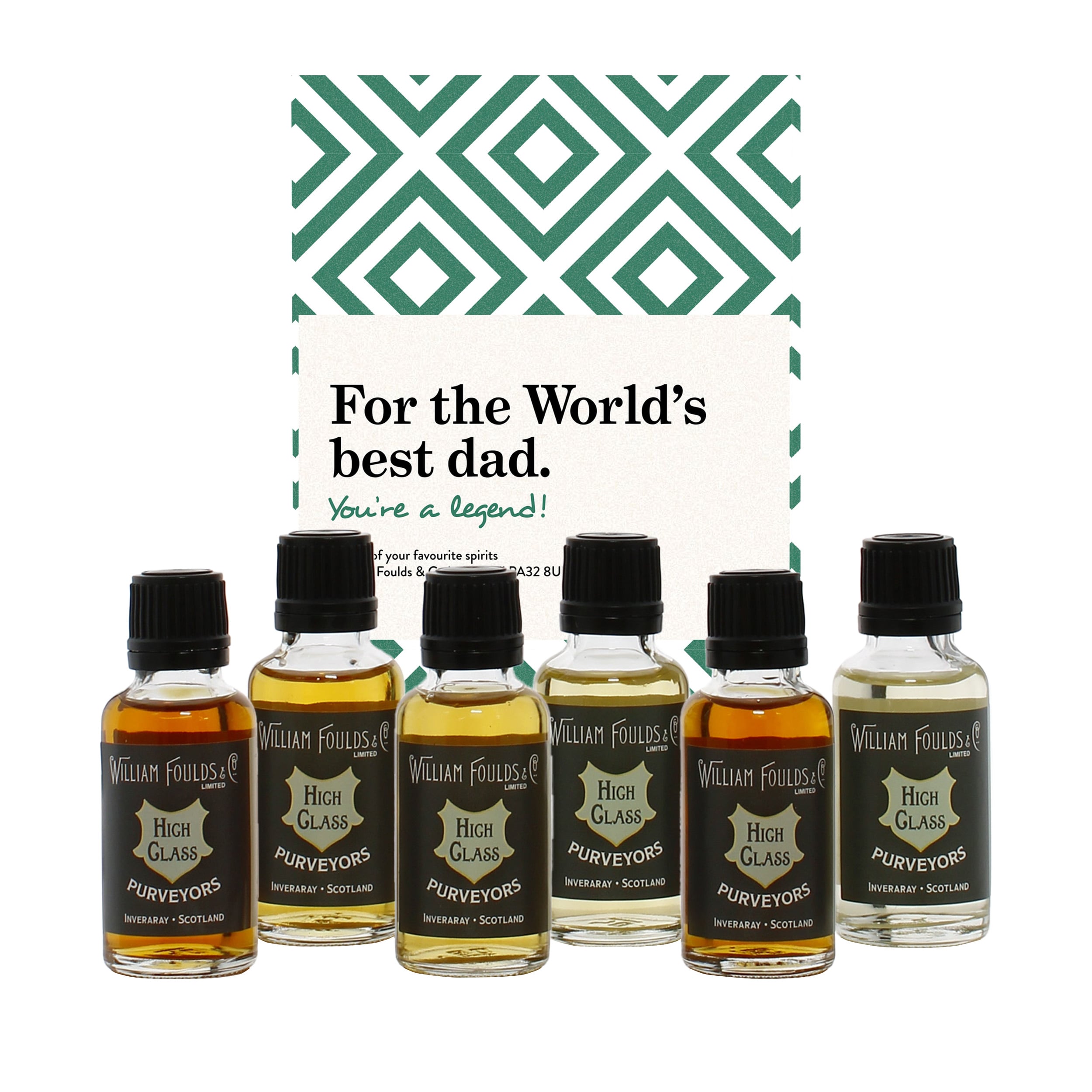 World's Best Dad You're a legend Green 6x3cl Whisky Gift Pack