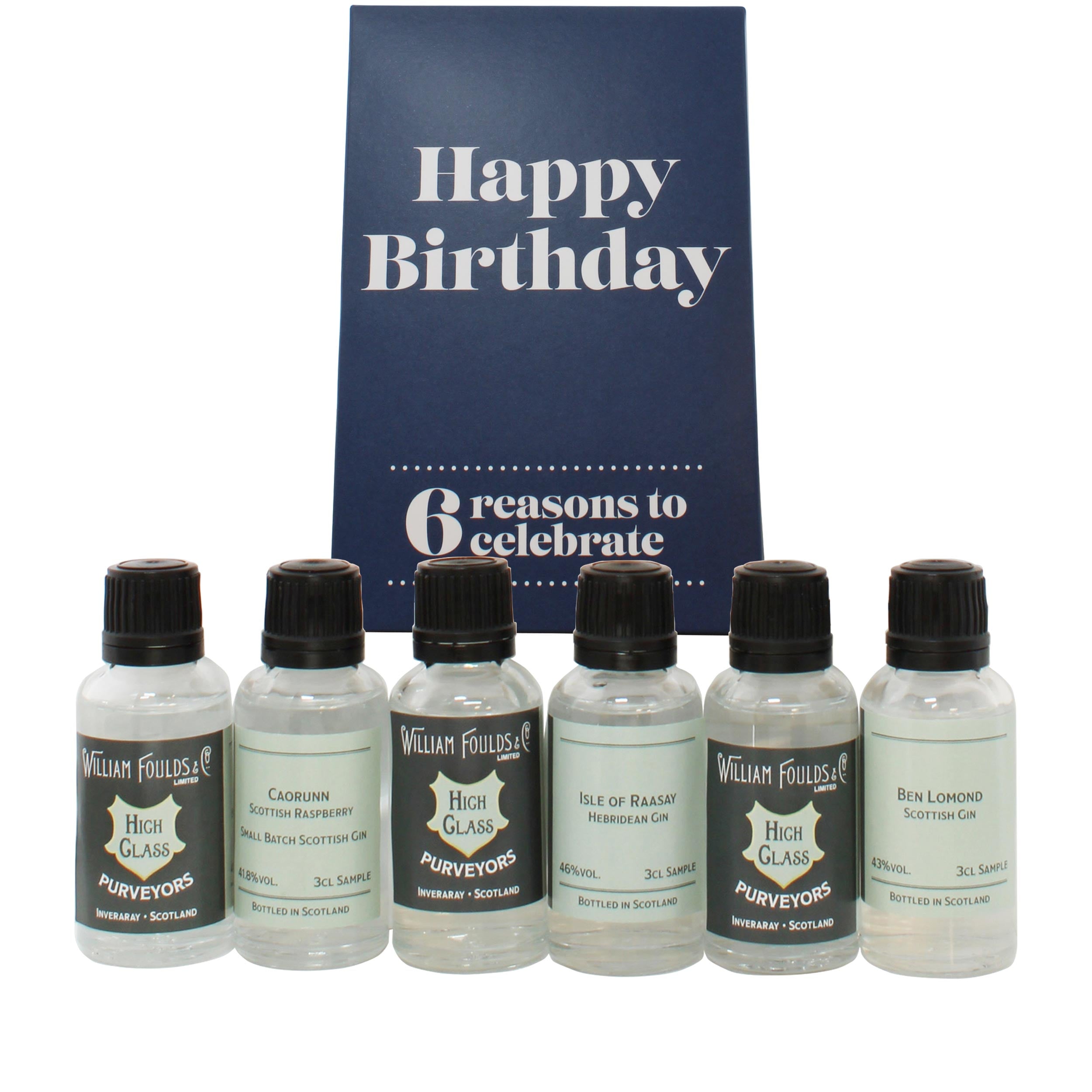Happy Birthday Dark Blue 6 Reasons Gin Gift Pack 6x3cl