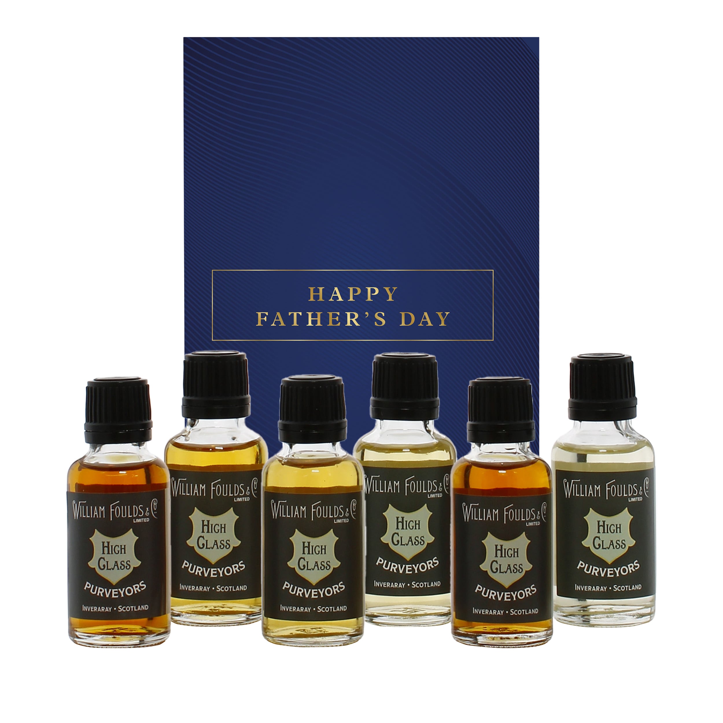 Happy Fathers Day Blue  Gold 6x3cl Whisky Gift Pack