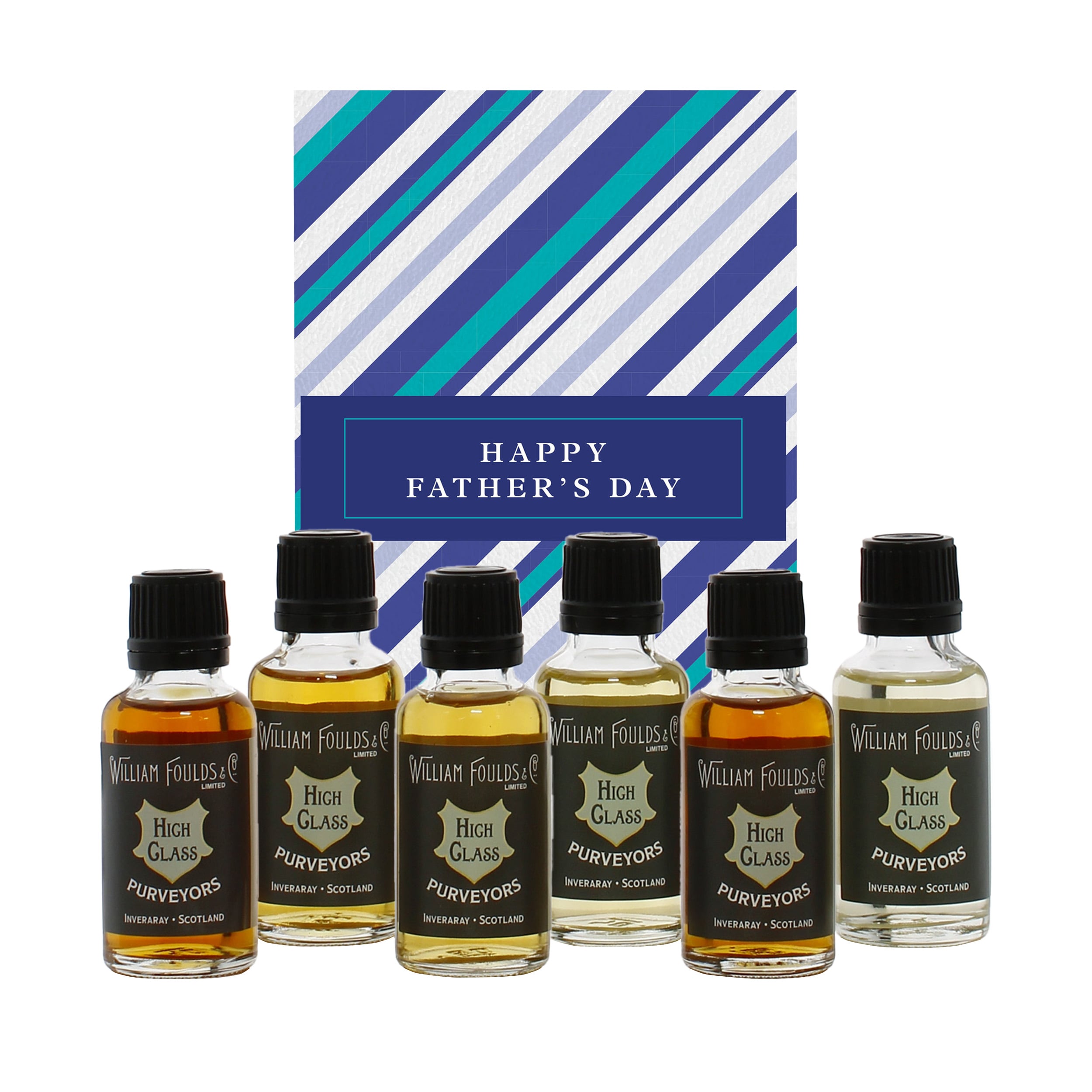 Happy Fathers Day Blue Diagonals 6x3cl Whisky Gift Pack