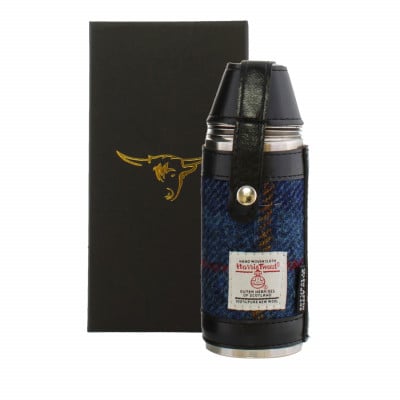 Harris Tweed 8oz Hunting Flask - Dark Blue