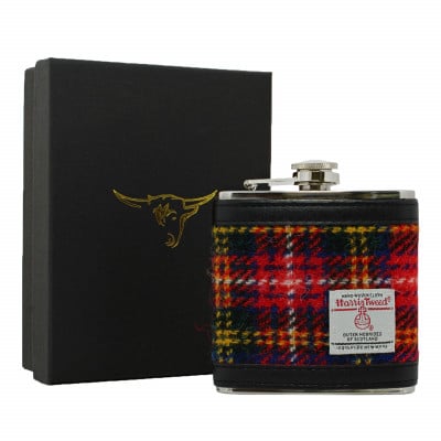 Harris Tweed Hip Flask (6oz) - Rouge