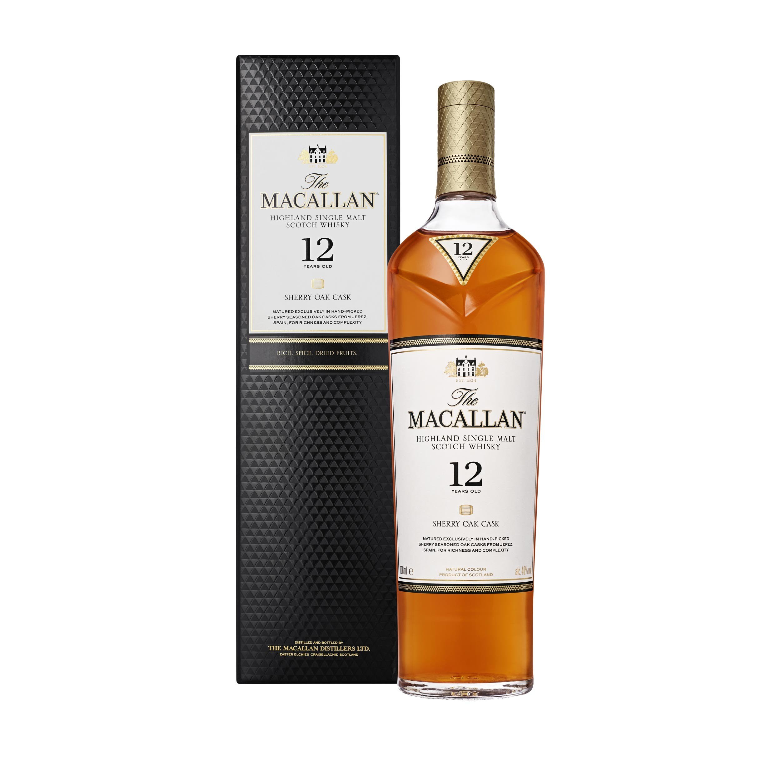 ウイスキー The Macallan12Years Old Sherry Oak Cask Macallan 12 Sherry Oak, single malt riche et fruité