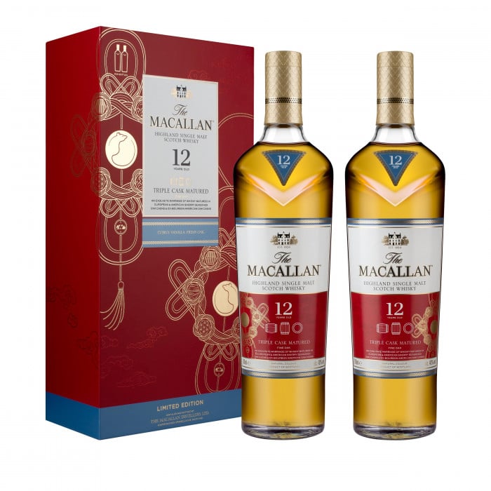 Macallan 12 Year Old Triple Cask Chinese New Year Twin Pack with box