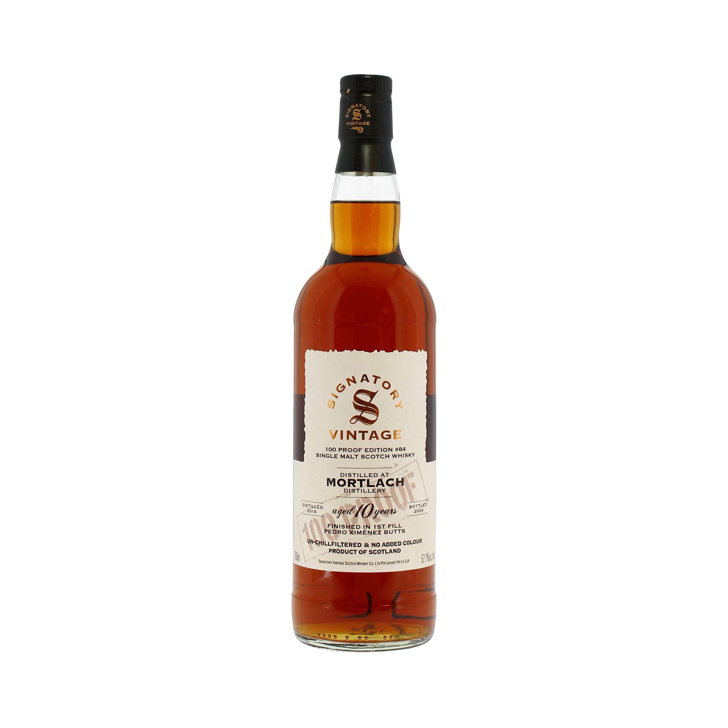 Signatory Vintage Mortlach 2016 10 Year Old 100 Proof Edition #84