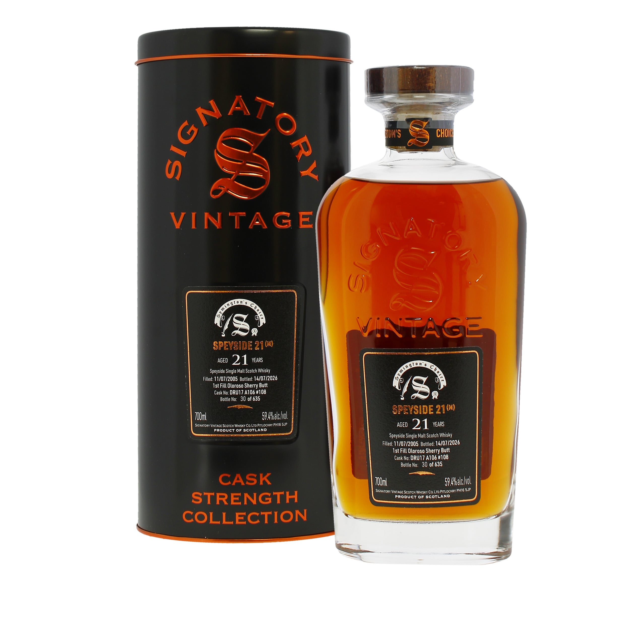 Signatory Vintage Symingtons Choice 108 Speyside M 2005 21 Year Old