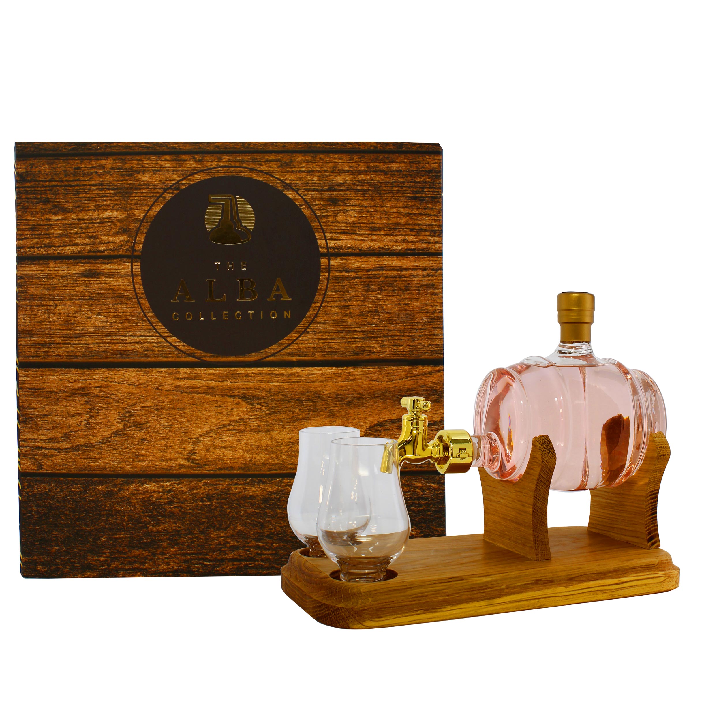 Barrel Gin Decanter with 2 Glasses 35cl