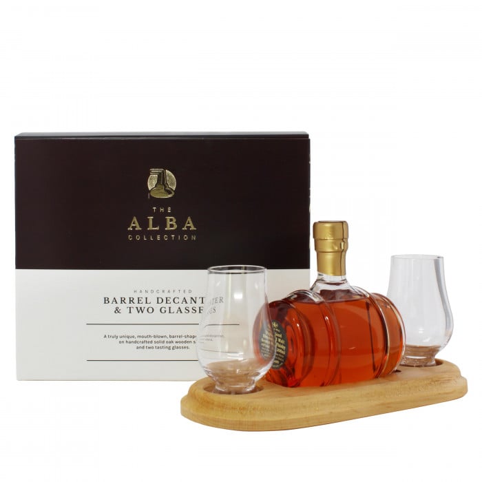 Stylish Whisky Barrel Single Malt Scotch Whisky Decanter with 2 Glasses
