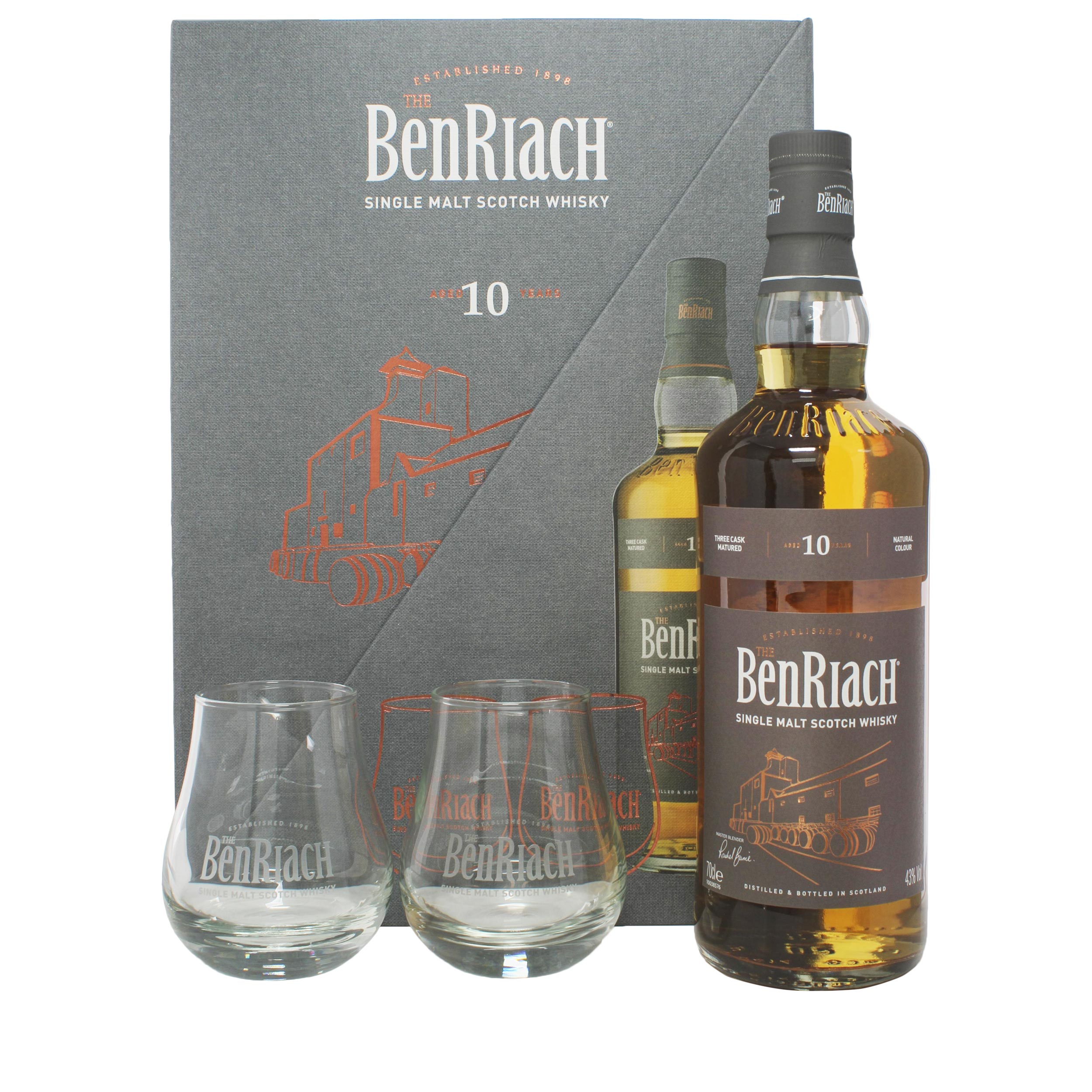 BenRiach 10 Year Old Gift Set Speyside Single Malt Scotch Whisky 70cl